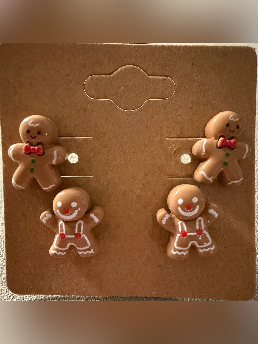 Gingerbread Man hypoallergenic plastic stud earrings